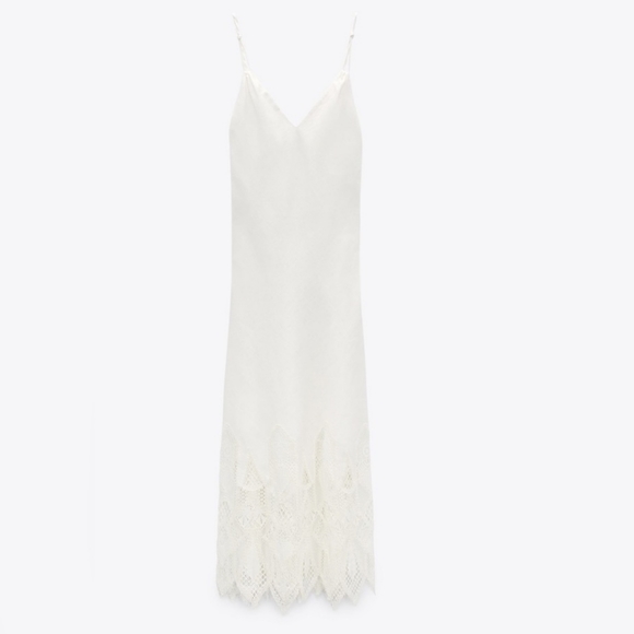 NEW Zara Limited Edition Embroidery Lace and Linen maxi dress - Picture 4 of 7